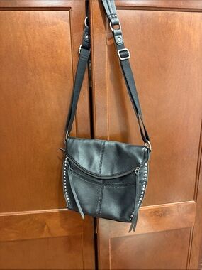 The Sak Black Studded Leather Crossbody Shoulder Bag